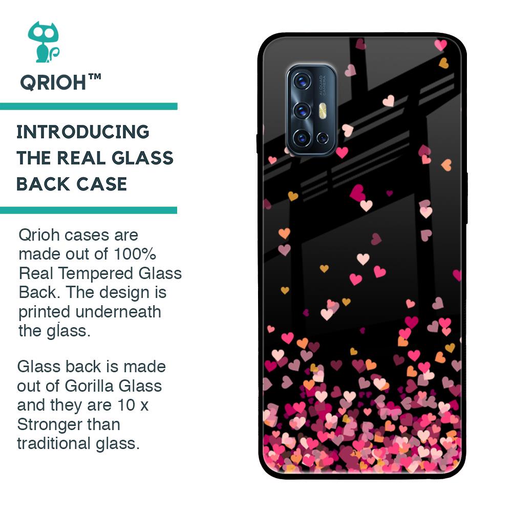 Heart Rain Fall Glass Case For Vivo V17