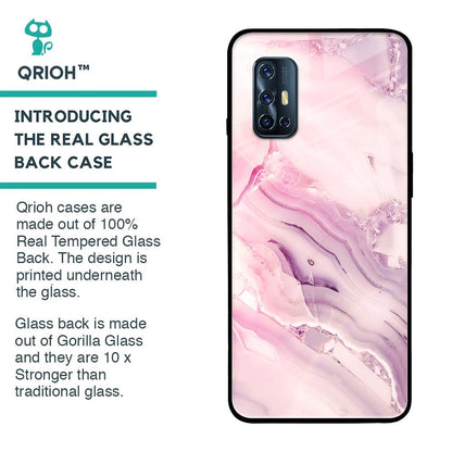 Diamond Pink Gradient Glass Case For Vivo V17