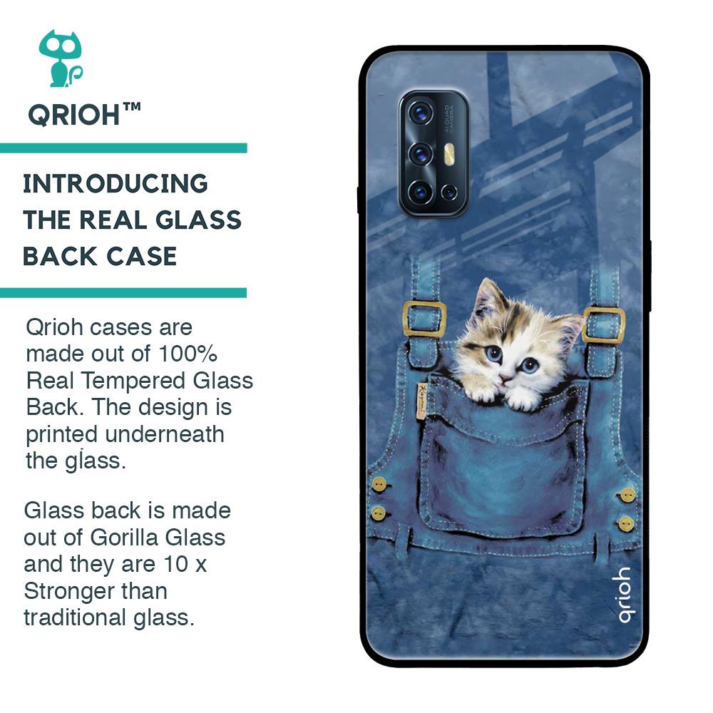 Kitty In Pocket Glass Case For Vivo V17