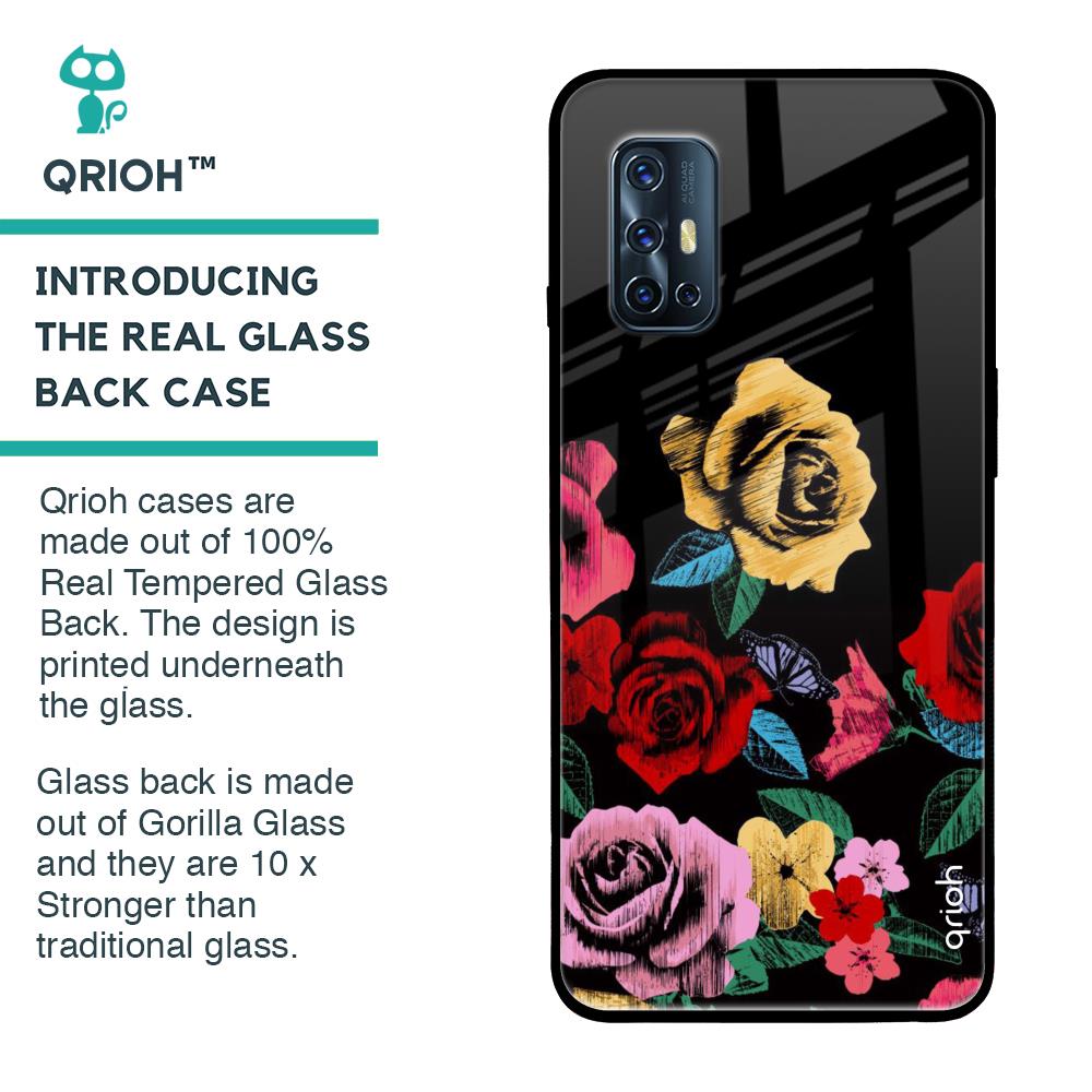 Floral Decorative Glass Case For Vivo V17