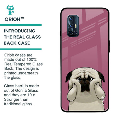 Funny Pug Face Glass Case For Vivo V17