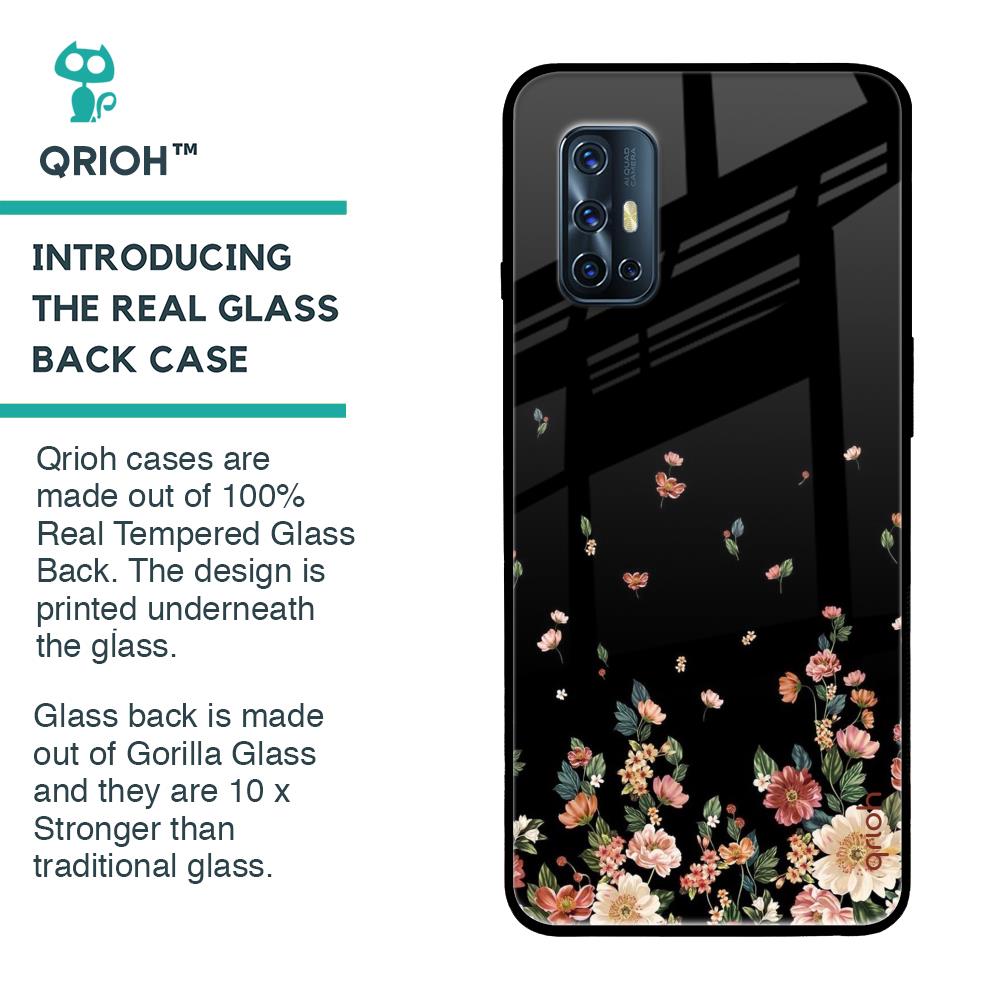 Floating Floral Print Glass Case for Vivo V17