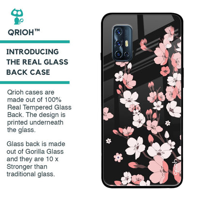 Black Cherry Blossom Glass Case for Vivo V17