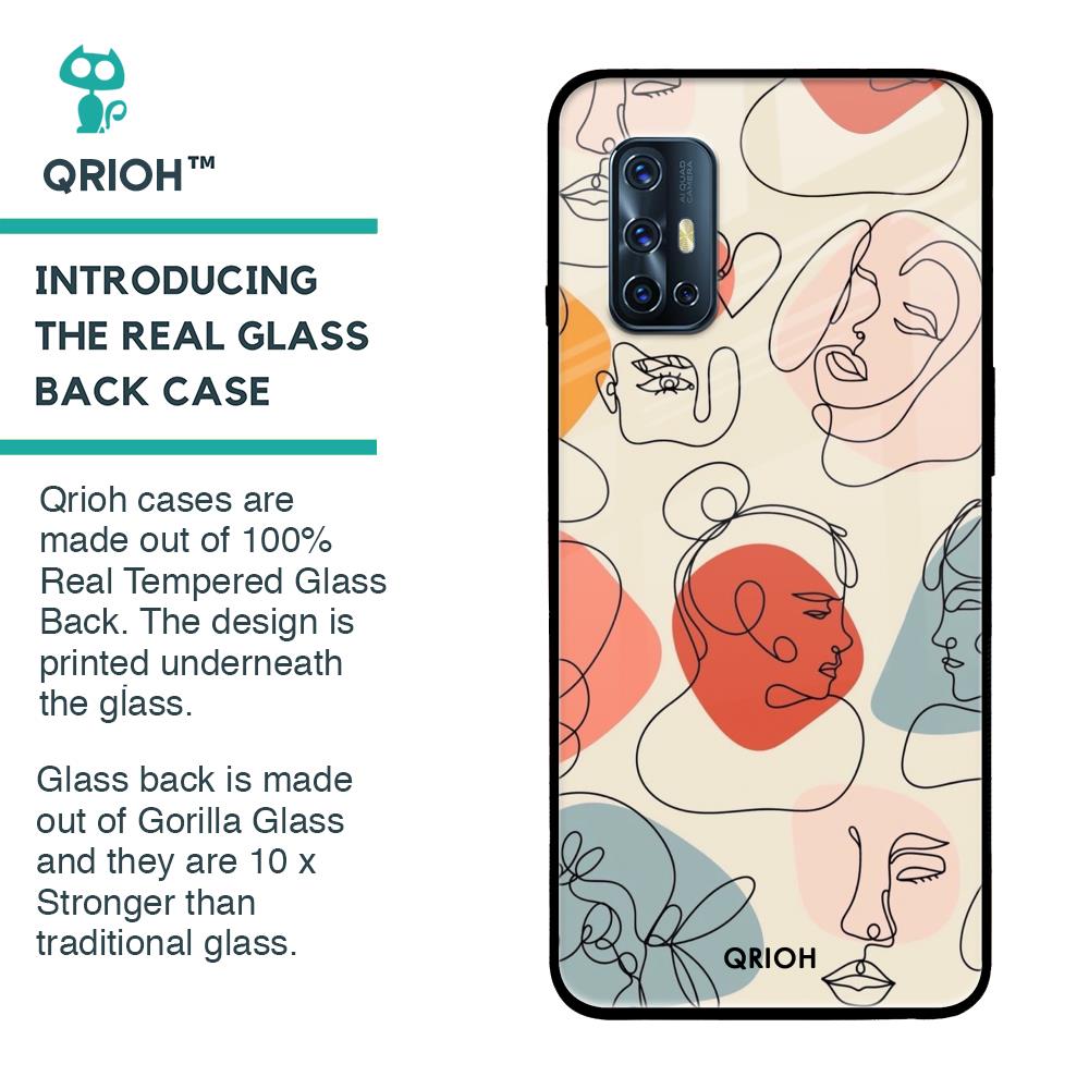 Abstract Faces Glass Case for Vivo V17