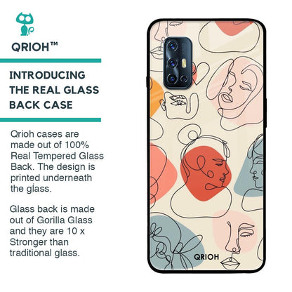 Abstract Faces Glass Case for Vivo V17
