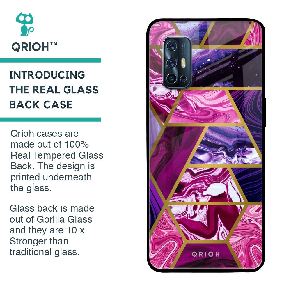 Electroplated Geometric Marble Glass Case for Vivo V17