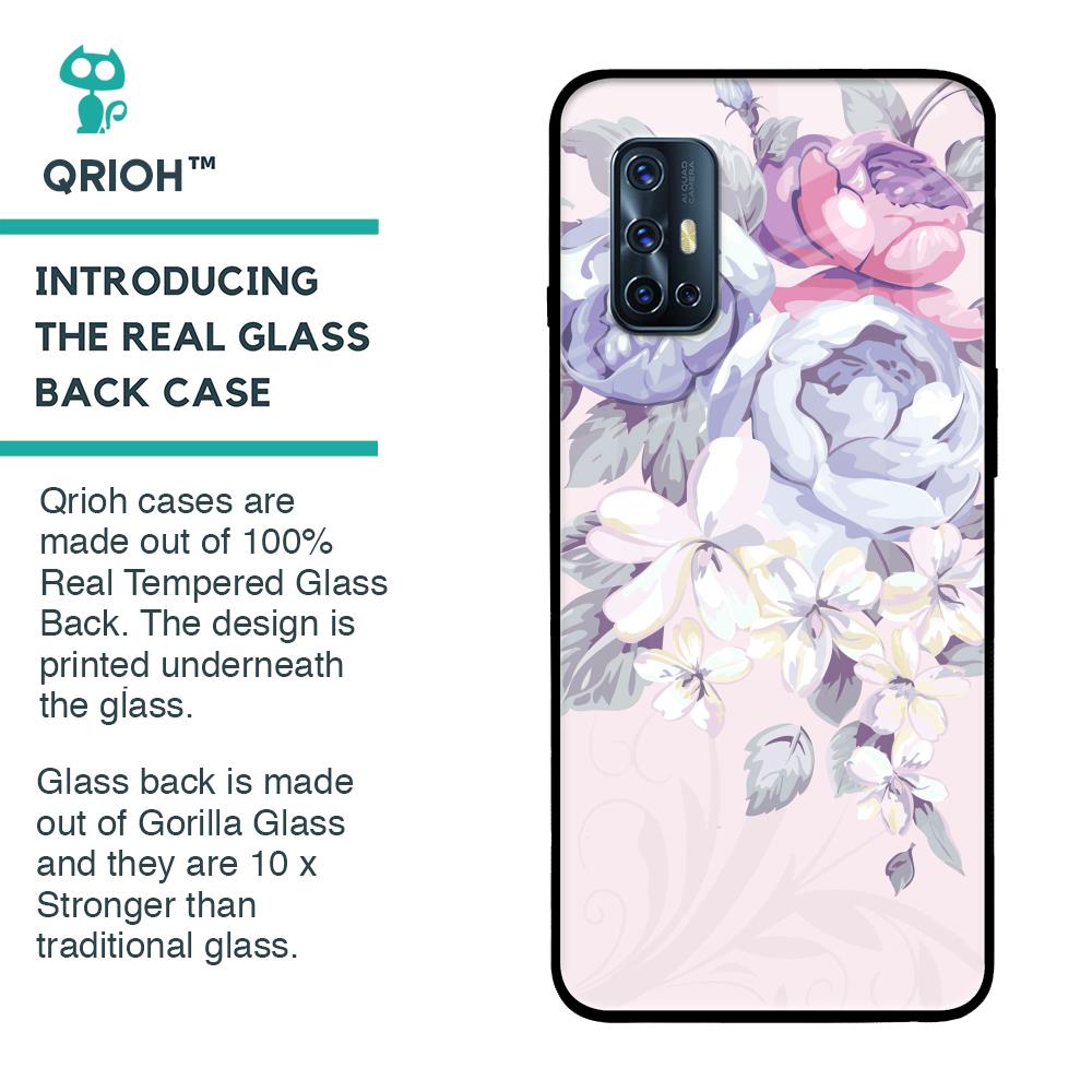 Elegant Floral Glass case for Vivo V17