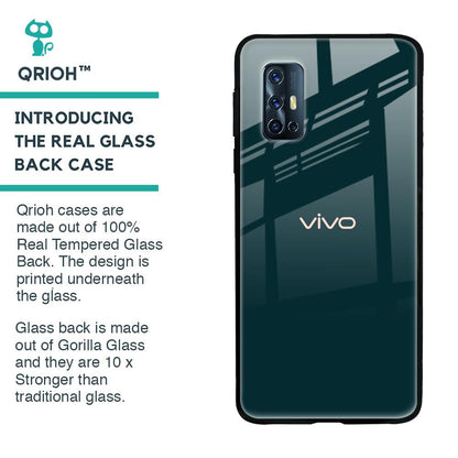 Hunter Green Glass Case For Vivo V17