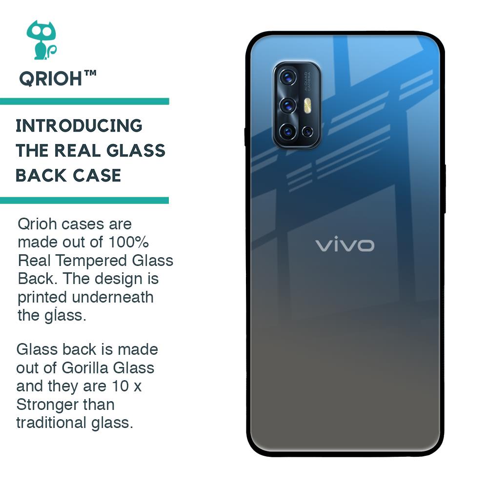 Blue Grey Ombre Glass Case for Vivo V17