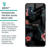 Tropical Art Flower Glass Case for Vivo V17