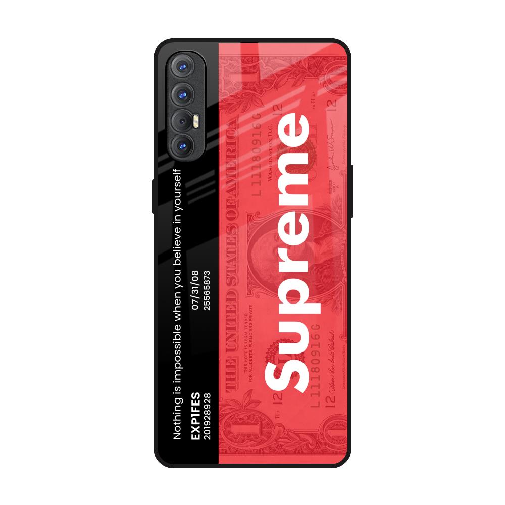 Supreme Ticket Oppo Reno 3 Pro Glass Back Cover Online