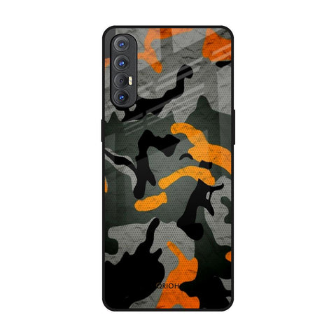 Camouflage Orange Oppo Reno 3 Pro Glass Back Cover Online