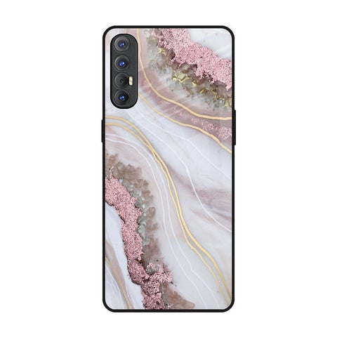 Pink & Gold Gllitter Marble Oppo Reno 3 Pro Glass Back Cover Online