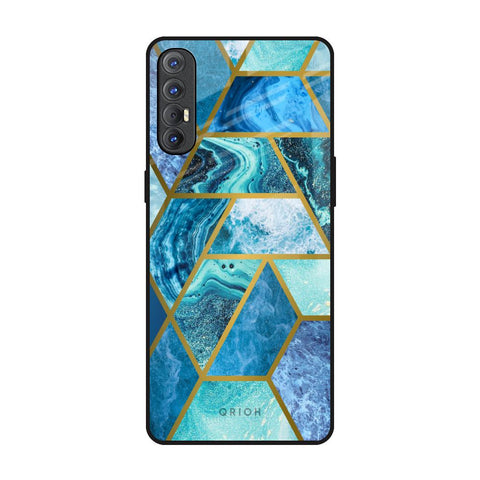 Turquoise Geometrical Marble Oppo Reno 3 Pro Glass Back Cover Online