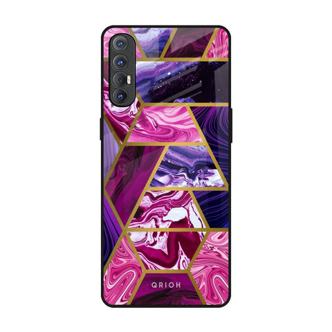 Electroplated Geometric Marble Oppo Reno 3 Pro Glass Back Cover Online