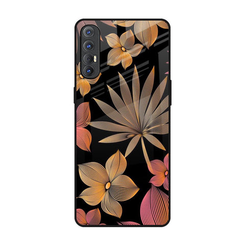 Lines Pattern Flowers Oppo Reno 3 Pro Glass Back Cover Online