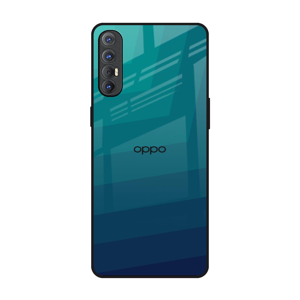 Green Triangle Pattern Oppo Reno 3 Pro Glass Back Cover Online