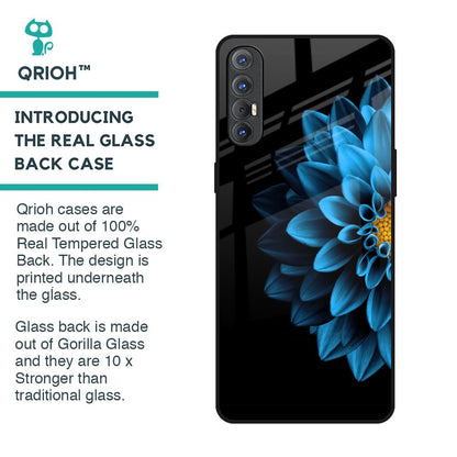 Half Blue Flower Glass Case for Oppo Reno 3 Pro