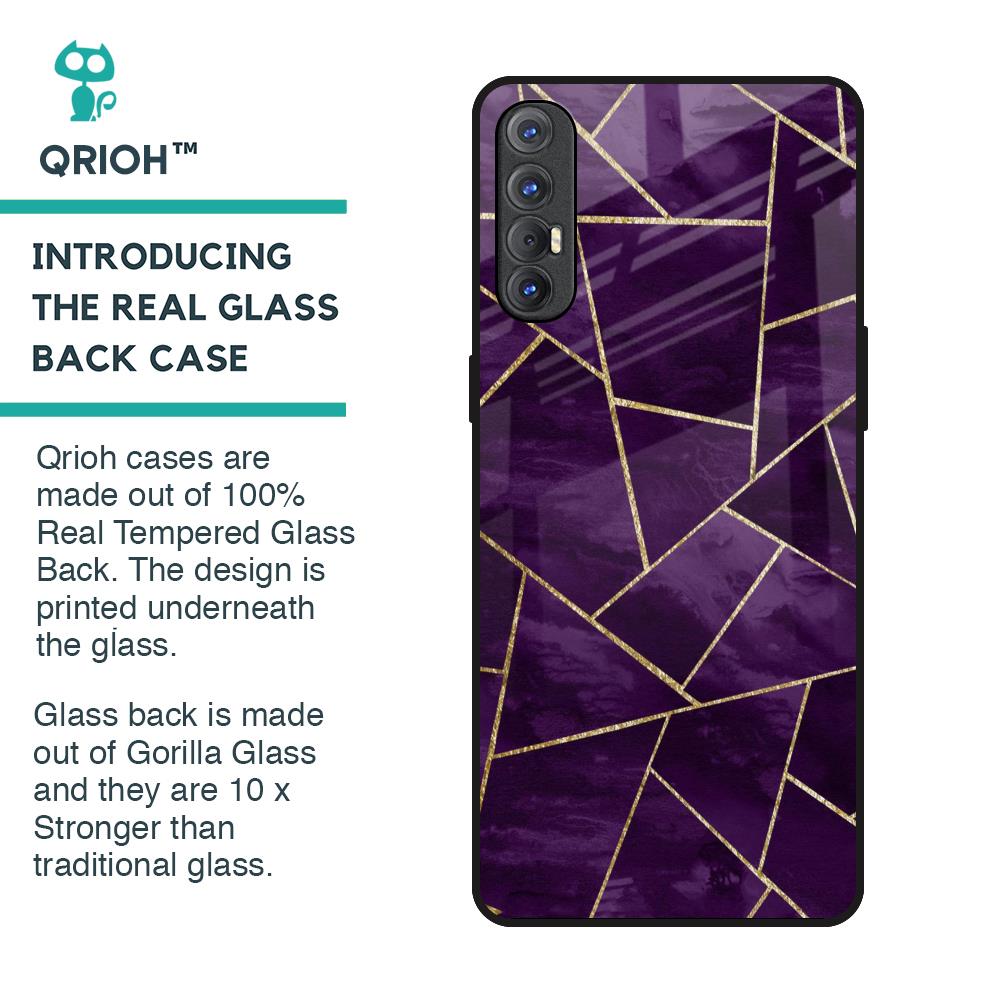 Geometric Purple Glass Case For Oppo Reno 3 Pro