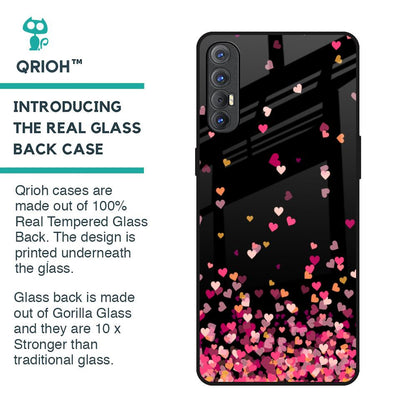 Heart Rain Fall Glass Case For Oppo Reno 3 Pro