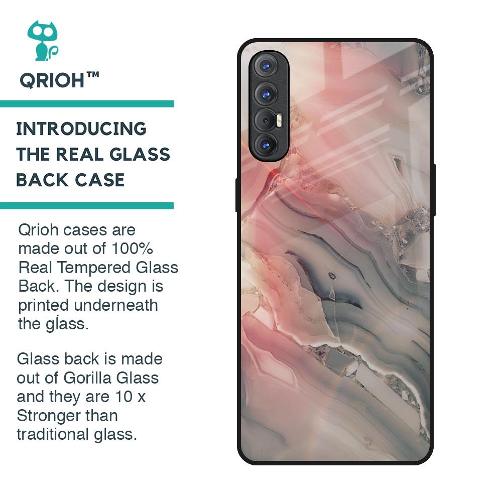 Pink And Grey Marble Glass Case For Oppo Reno 3 Pro