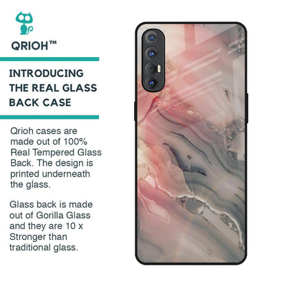 Pink And Grey Marble Glass Case For Oppo Reno 3 Pro