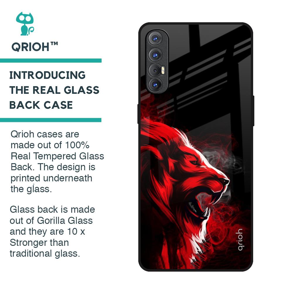 Red Angry Lion Glass Case for Oppo Reno 3 Pro