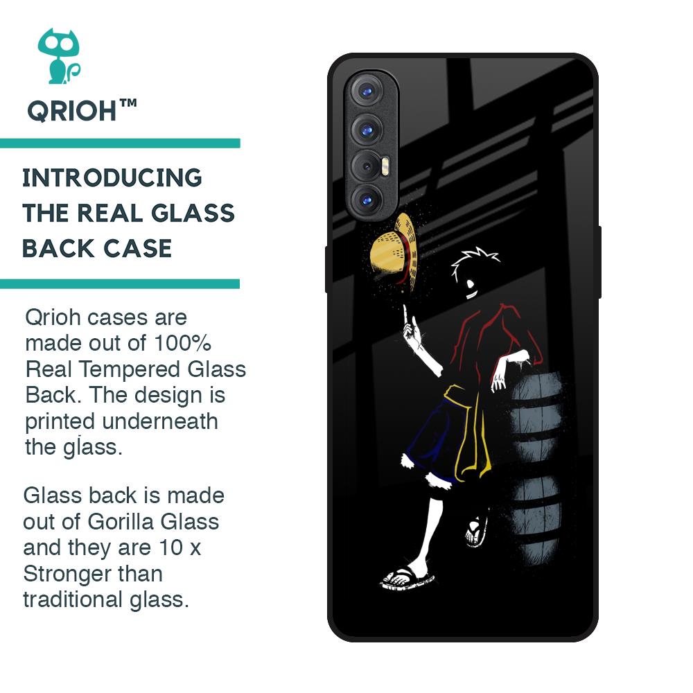 Luffy Line Art Glass Case for Oppo Reno 3 Pro