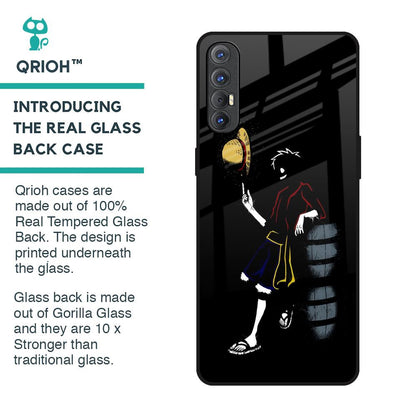 Luffy Line Art Glass Case for Oppo Reno 3 Pro