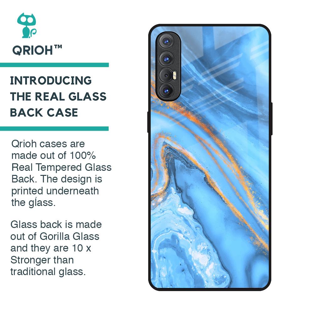 Vibrant Blue Marble Glass Case for Oppo Reno 3 Pro
