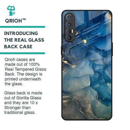 Blue Cool Marble Glass Case for Oppo Reno 3 Pro