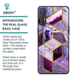Purple Rhombus Marble Glass Case for Oppo Reno 3 Pro