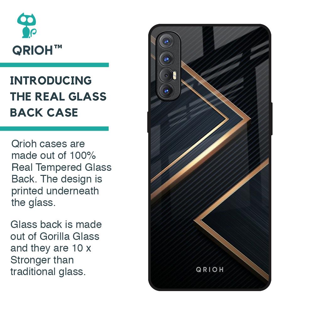 Sleek Golden & Navy Glass Case for Oppo Reno 3 Pro