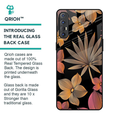 Lines Pattern Flowers Glass Case for Oppo Reno 3 Pro