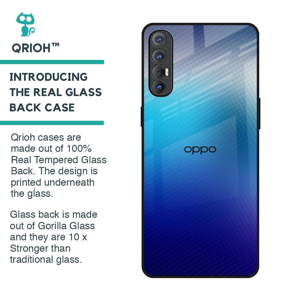 Blue Rhombus Pattern Glass Case for Oppo Reno 3 Pro
