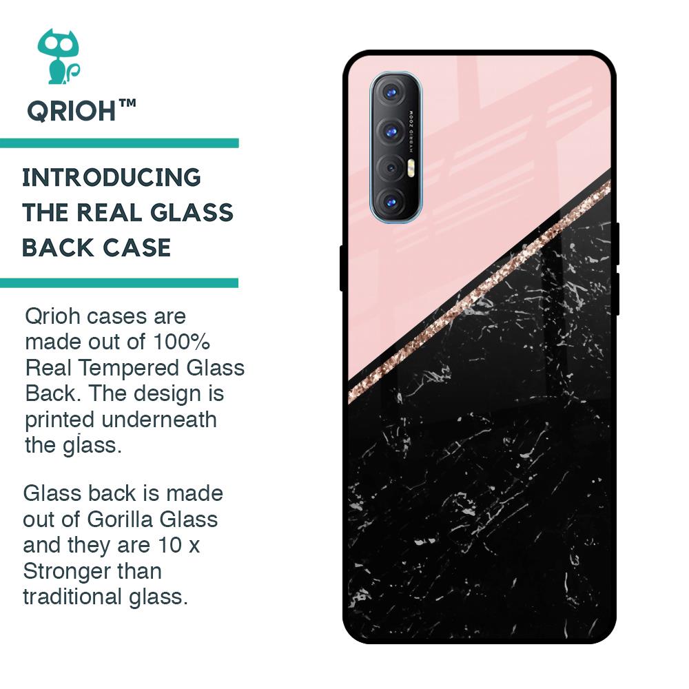 Marble Texture Pink Glass Case For Oppo Reno 3 Pro