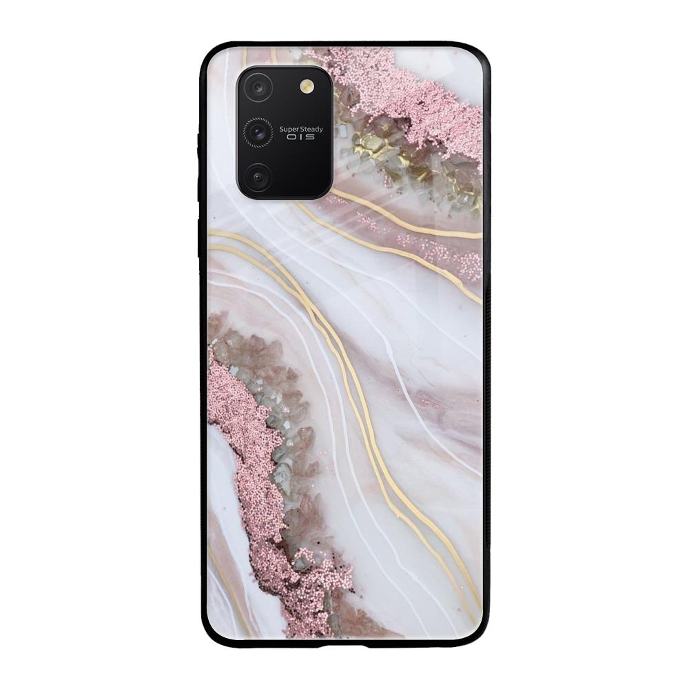 Pink & Gold Gllitter Marble Samsung Galaxy S10 lite Glass Back Cover Online