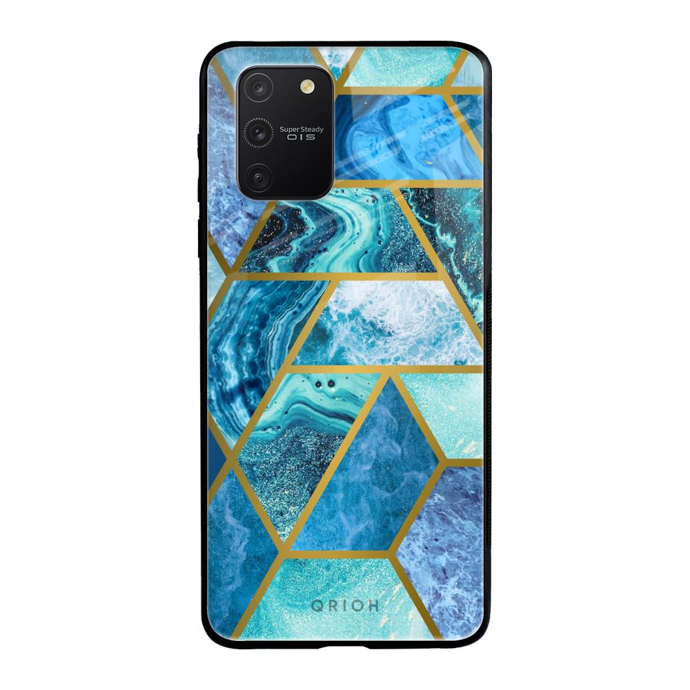 Turquoise Geometrical Marble Samsung Galaxy S10 lite Glass Back Cover Online