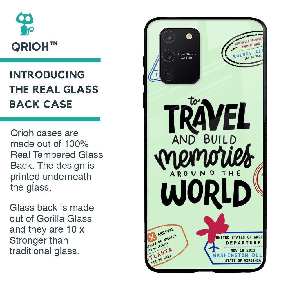 Travel Stamps Glass Case for Samsung Galaxy S10 lite