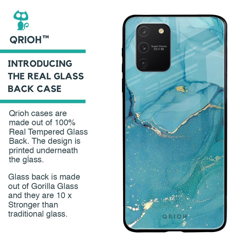 Blue Golden Glitter Glass Case for Samsung Galaxy S10 lite