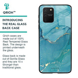 Blue Golden Glitter Glass Case for Samsung Galaxy S10 lite