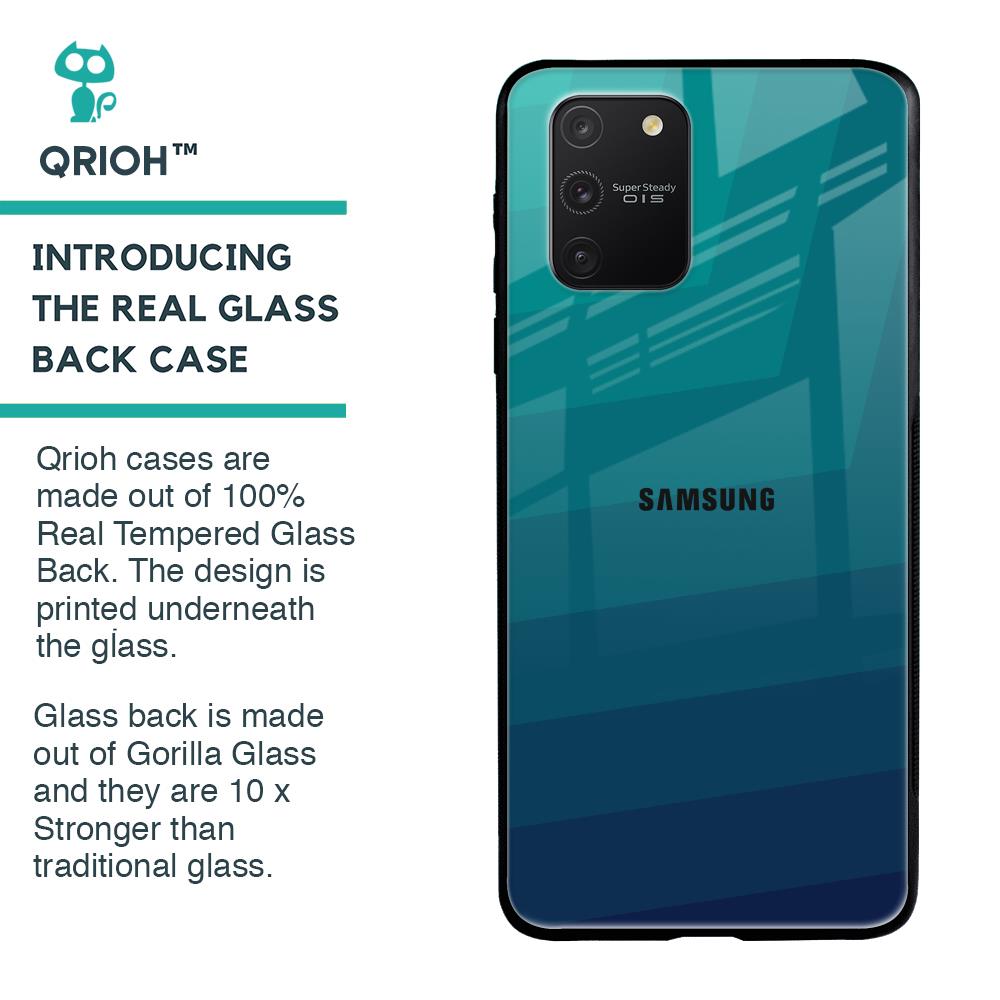 Green Triangle Pattern Glass Case for Samsung Galaxy S10 lite