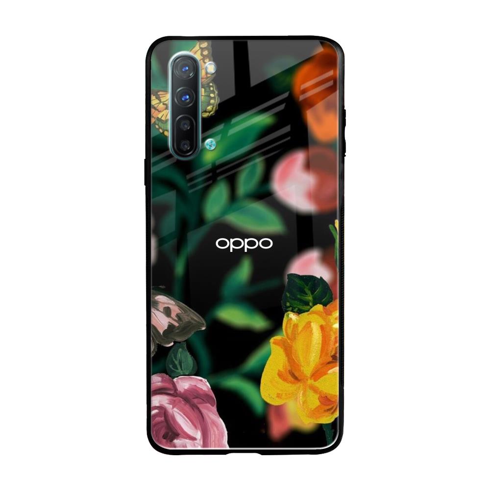 Flowers & Butterfly Oppo Reno 3 Glass Back Cover Online