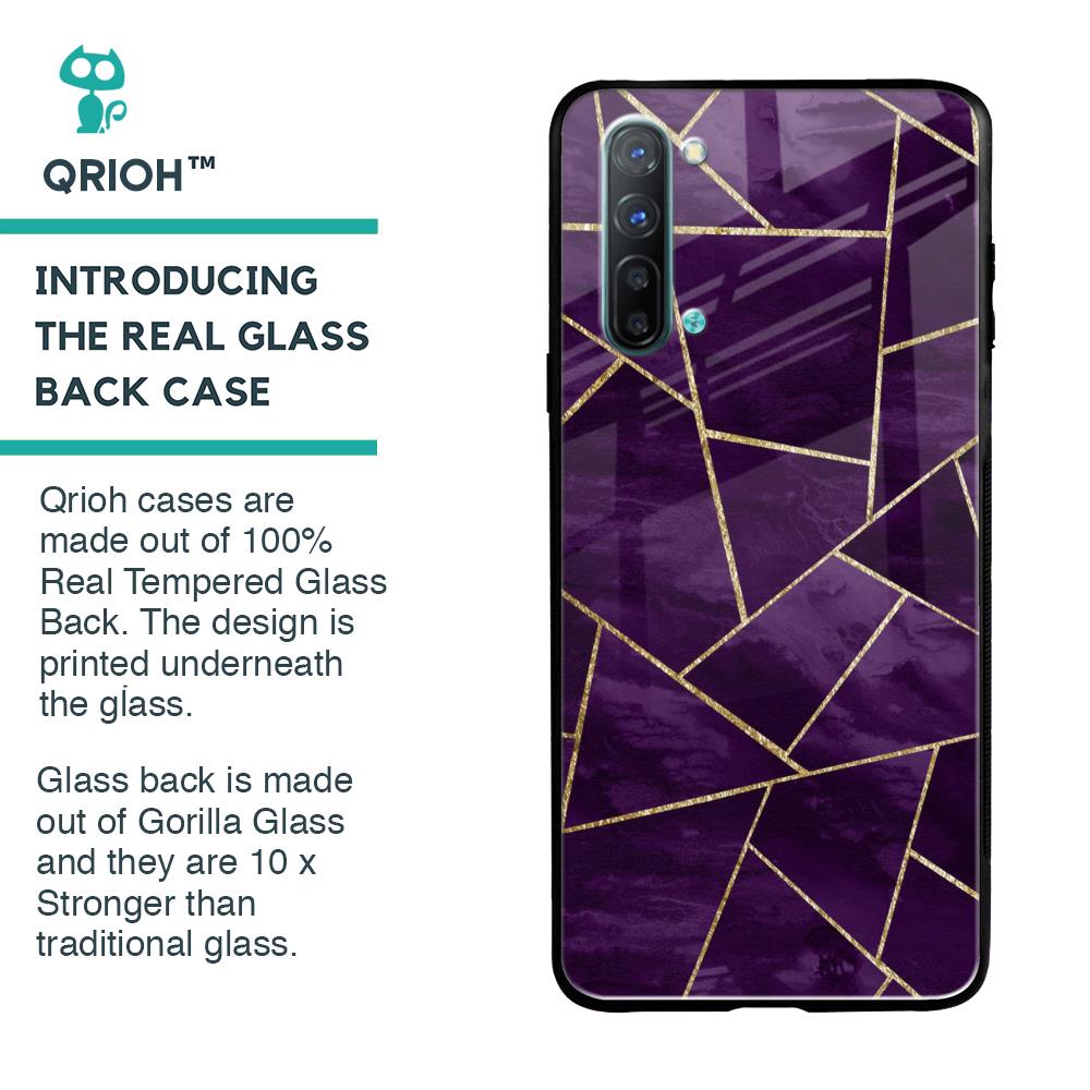 Geometric Purple Glass Case For Oppo Reno 3
