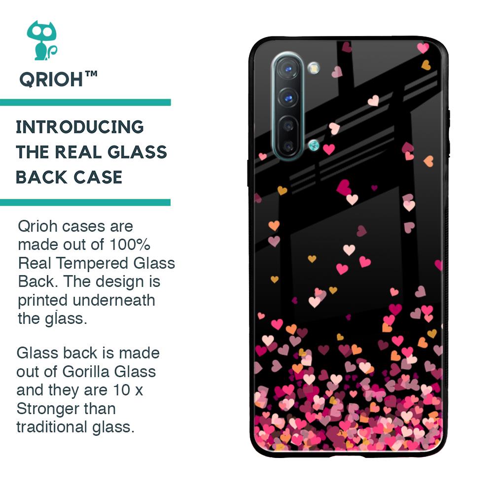 Heart Rain Fall Glass Case For Oppo Reno 3