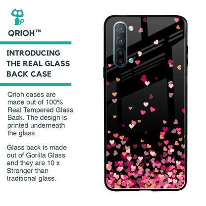 Heart Rain Fall Glass Case For Oppo Reno 3