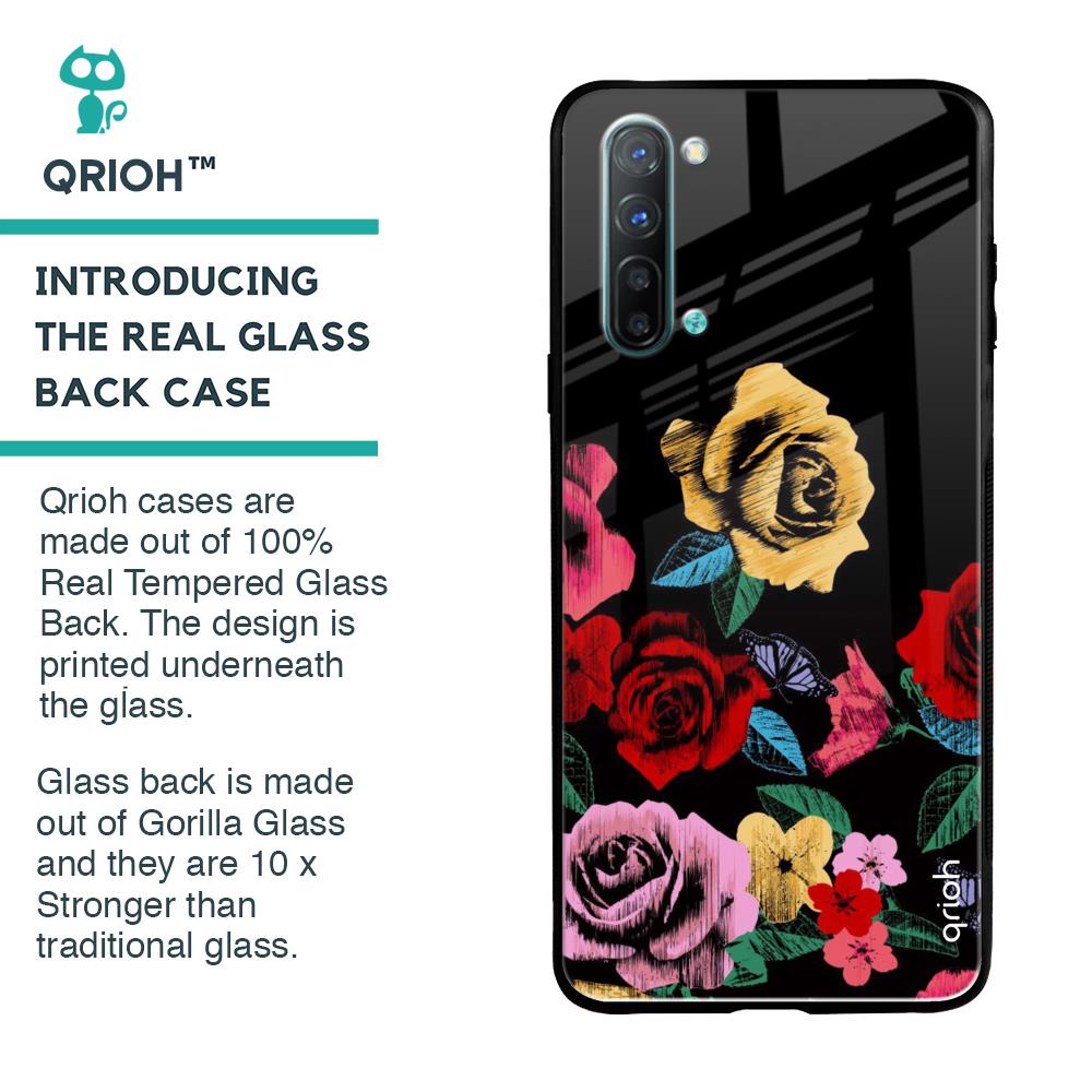 Floral Decorative Glass Case For Oppo Reno 3