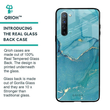 Blue Golden Glitter Glass Case for Oppo Reno 3