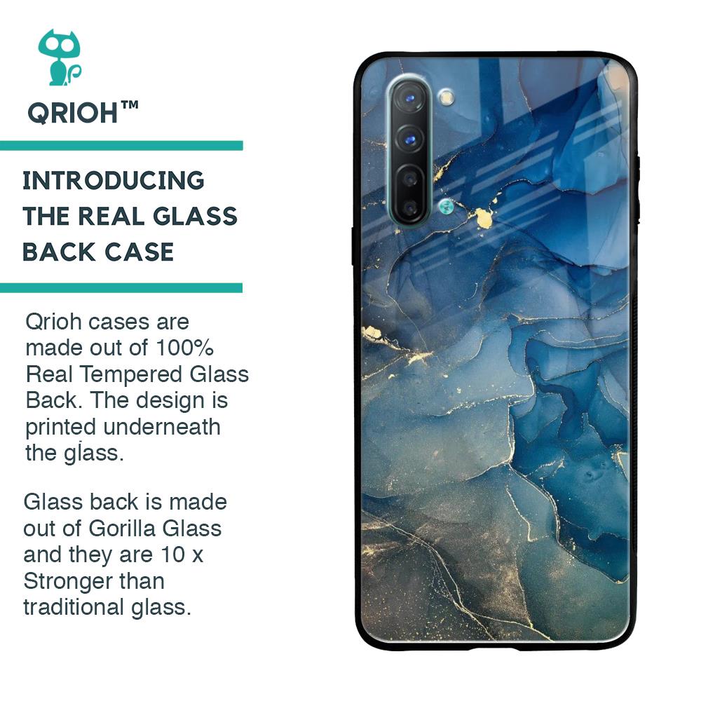 Blue Cool Marble Glass Case for Oppo Reno 3