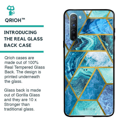 Turquoise Geometrical Marble Glass Case for Oppo Reno 3